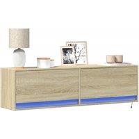 TV Wall Cabinet with LED Lights Sonoma Oak 140x31x38 cm
