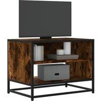 Berkfield Home TV Cabinet Smoked Oak 61x40x46 cm Engineered Wood & Metal in Brown | Size: 61 x 40 x 46 cm