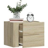 Berkfield Home Wall-mounted Bedside Cabinet Sonoma Oak 45x30x35 cm in Brown | Size: 45 x 30 x 35 cm