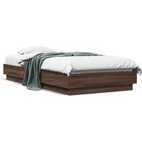 Berkfield Home Bed Frame without Mattress with LED Lights Brown Oak 90x190 cm Single