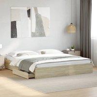 Berkfield Home Bed Frame with Drawers without Mattress Sonoma Oak 200x200 cm in Brown