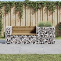 Berkfield Home Garden Bench with Gabion Basket Impregnated Wood Pine in Brown