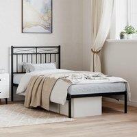 Berkfield Home Metal Bed Frame with Headboard Black 90x200 cm