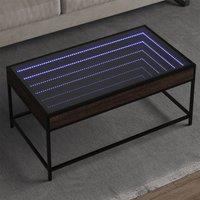 Berkfield Home Coffee Table with Infinity LED Brown Oak 90x50x41 cm | Size: 90 x 50 x 41 cm