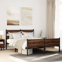 Berkfield Home Metal Bed Frame without Mattress Brown Oak 160x200 cm