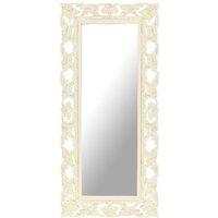 Hand Carved Mirror White 110x50 cm Solid Mango Wood
