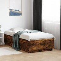 Berkfield Home Bed Frame without Mattress Smoked Oak 90x190 cm Single in Brown