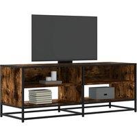 TV Cabinet Smoked Oak 120.5x40x46 cm Engineered Wood and Metal
