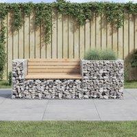 Berkfield Home Garden Bench with Gabion Basket Solid Wood Pine in Brown