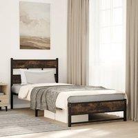 Berkfield Home Metal Bed Frame without Mattress Smoked Oak 90x190 cm Single in Brown