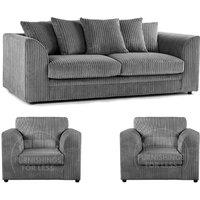 Luxor Jumbo Cord 3 + 1 + 1 Fabric 3 Piece Sofa Suite - Scatter Back
