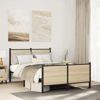 Berkfield Home Metal Bed Frame without Mattress Sonoma Oak 120x190 cm Small Double in Brown