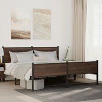 Berkfield Home Metal Bed Frame without Mattress Brown Oak 180x200 cm Super King