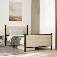Berkfield Home Metal Bed Frame without Mattress Sonoma Oak 100x200 cm in Brown