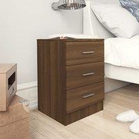 Berkfield Home Bedside Cabinet Brown Oak 38x35x56 cm Engineered Wood | Size: 38 x 35 x 56 cm