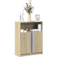 Berkfield Home Sideboard with LED Sonoma Oak 77x34x100 cm Engineered Wood in Brown | Size: 77 x 34 x 100 cm