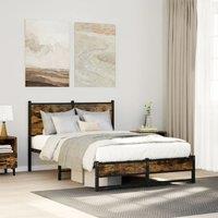 Berkfield Home Metal Bed Frame without Mattress Smoked Oak 120x190 cm Small Double in Brown