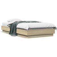 Bed Frame without Mattress with LED Lights Sonoma Oak 90x190 cm Single
