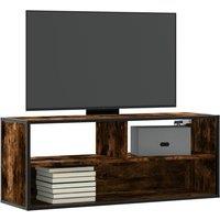 Berkfield Home TV Cabinet Smoked Oak 100x31x39.5 cm Engineered Wood & Metal in Brown