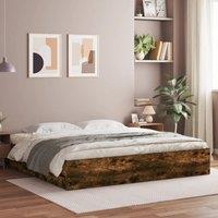 Berkfield Home Bed Frame with Drawers without Mattress Smoked Oak 160x200 cm in Brown