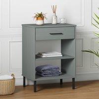 Berkfield Home Console Cabinet with Metal Legs Grey Solid Wood Pine OSLO