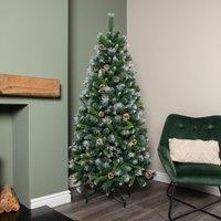 Samuel Alexander 6ft (1.8m) Frosted Glacier Pine Snow Tipped Christmas Tree with Pinecones with 710 Tips in Green