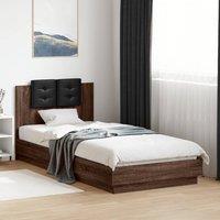 Berkfield Home Bed Frame with LED without Mattress Brown Oak 100x200 cm
