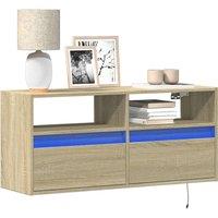 Berkfield Home TV Wall Cabinet with LED Lights Sonoma Oak 100x31x45 cm in Brown | Size: 100 x 31 x 45 cm