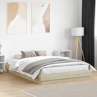Berkfield Home Bed Frame with LED without Mattress Sonoma Oak 150x200 cm King Size in Brown