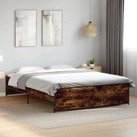 Berkfield Home Bed Frame without Mattress Smoked Oak 140x200 cm in Brown