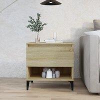 Berkfield Home Side Table Sonoma Oak 50x46x50 cm Engineered Wood in Brown | Size: 50 x 46 x 50 cm
