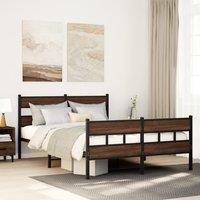 Berkfield Home Metal Bed Frame without Mattress Brown Oak 160x200 cm