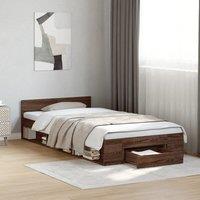 Berkfield Home Bed Frame with Drawer without Mattress Brown Oak 90x190 cm Single