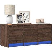 Berkfield Home TV Cabinet with LED Brown Oak 97x34x40 cm Engineered Wood | Size: 97 x 34 x 40 cm