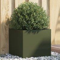 Berkfield Home Planter Olive Green 42x40x39 cm Steel | Size: 42 x 40 x 39 cm