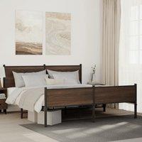 Berkfield Home Metal Bed Frame without Mattress Brown Oak 160x200 cm