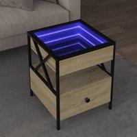 Berkfield Home Coffee Table with Infinity LED Sonoma Oak 40x40x51 cm in Brown | Size: 40 x 40 x 51 cm
