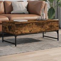 Berkfield Home Coffee Table Smoked Oak 100x50x40 cm Engineered Wood & Metal in Brown | Size: 100 x 50 x 40 cm