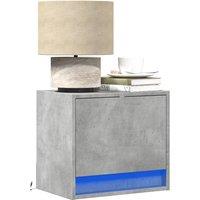 Berkfield Home Wall-mounted Bedside Cabinets with LED Lights 2 pcs Concrete Oak in Grey