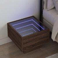 Berkfield Home Bedside Table with Infinity LED Brown Oak 40x40x30 cm | Size: 40 x 40 x 30 cm