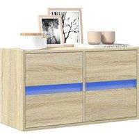 Berkfield Home TV Wall Cabinet with LED Lights Sonoma Oak 80x31x45 cm in Brown | Size: 80 x 31 x 45 cm