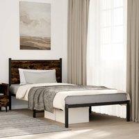 Berkfield Home Metal Bed Frame without Mattress Smoked Oak 100x200 cm in Brown