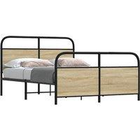 Berkfield Home Metal Bed Frame without Mattress Sonoma Oak 140x190 cm in Brown