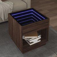 Berkfield Home Coffee Table with Infinity LED Brown Oak 50x50x50 cm | Size: 50 x 50 x 50 cm