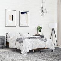Berkfield Home Bed Frame without Mattress Smoked Oak 140x200 cm in Brown