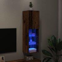 Berkfield Home TV Cabinet with LED Lights Old Wood 30.5x30x102 cm in Brown