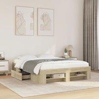 Bed Frame without Mattress Sonoma Oak 140x200 cm Engineered Wood