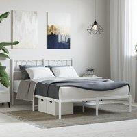Berkfield Home Metal Bed Frame with Headboard White 140x200 cm