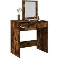 Dressing Table with Mirror Smoked Oak 73x46.5x120 cm