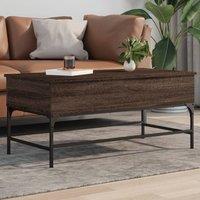 Berkfield Home Coffee Table Brown Oak 100x50x45 cm Engineered Wood & Metal | Size: 100 x 50 x 45 cm